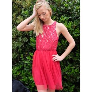 Red lace cock tail dress